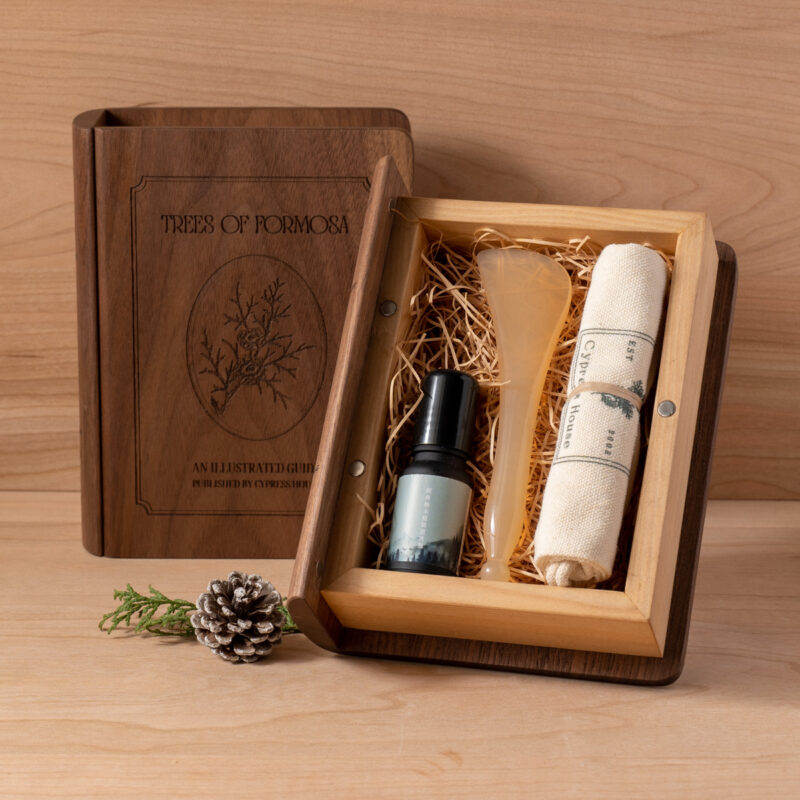 大腦解壓 / 頭頸撥筋棒+檜木精油滾珠瓶禮盒  附墨綠燙金紙袋