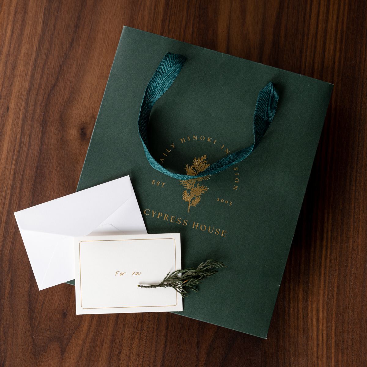 【加購品】檜木居品牌墨綠色手提紙袋   可加購「For You 」小卡片（附信封）