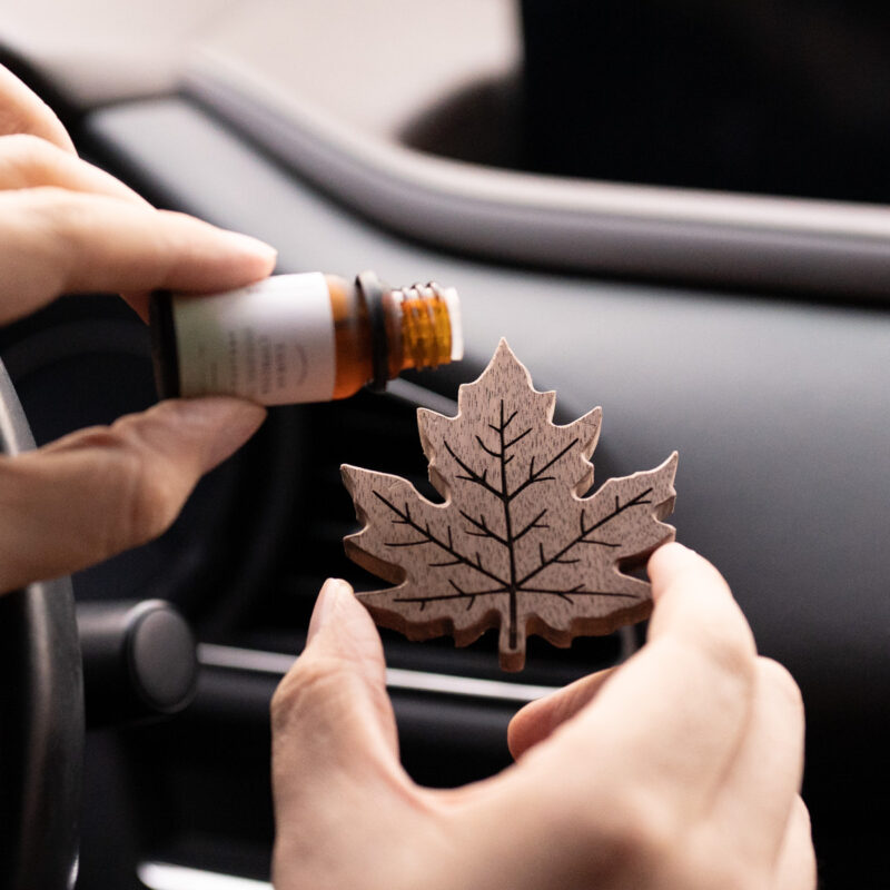 黑胡桃森之實車用擴香木精油禮盒 - 楓葉 / 橡果 x 車夾款 / 吊飾款(附紙袋)